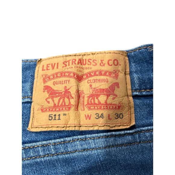 Levis 511 Mens Slim Fit Jeans W34 L30 Stretch Denim Blue 36j - Picture 4 of 8